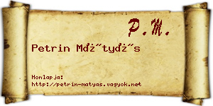 Petrin Mátyás névjegykártya